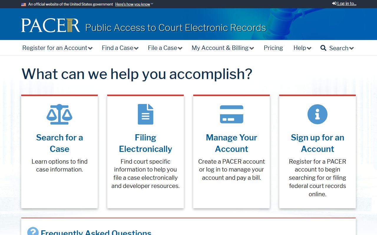 Copiah County federal court docket search through the PACER public access system