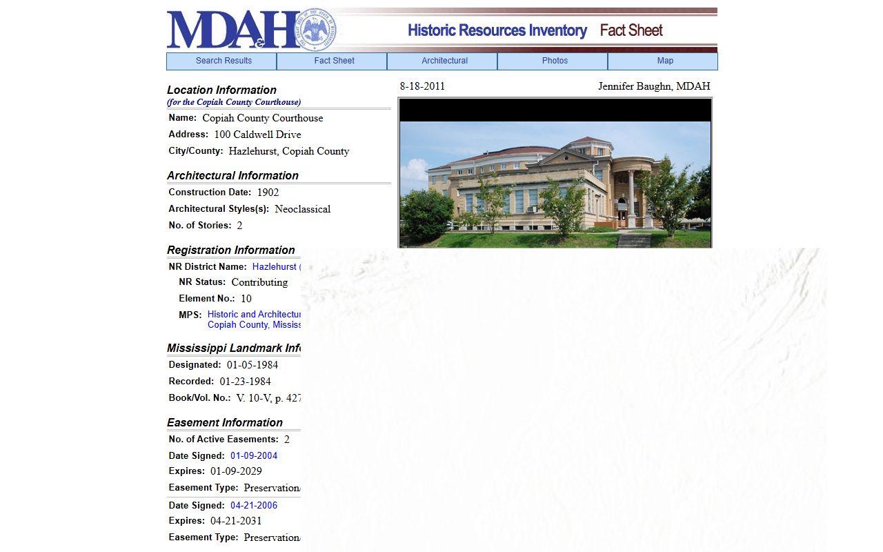 Copiah County Courthouse history record for court records visitors
