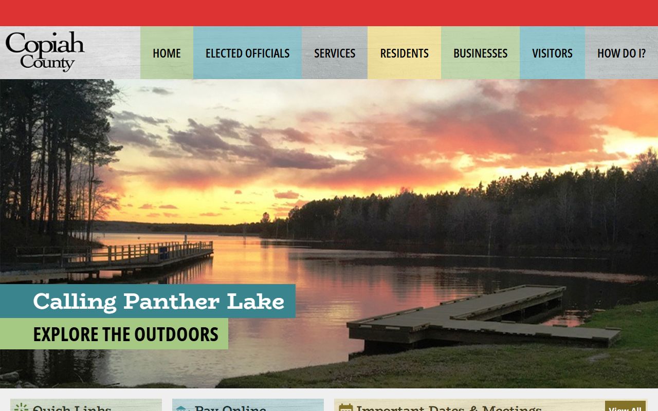 Copiah County official home page linking to court records offices
