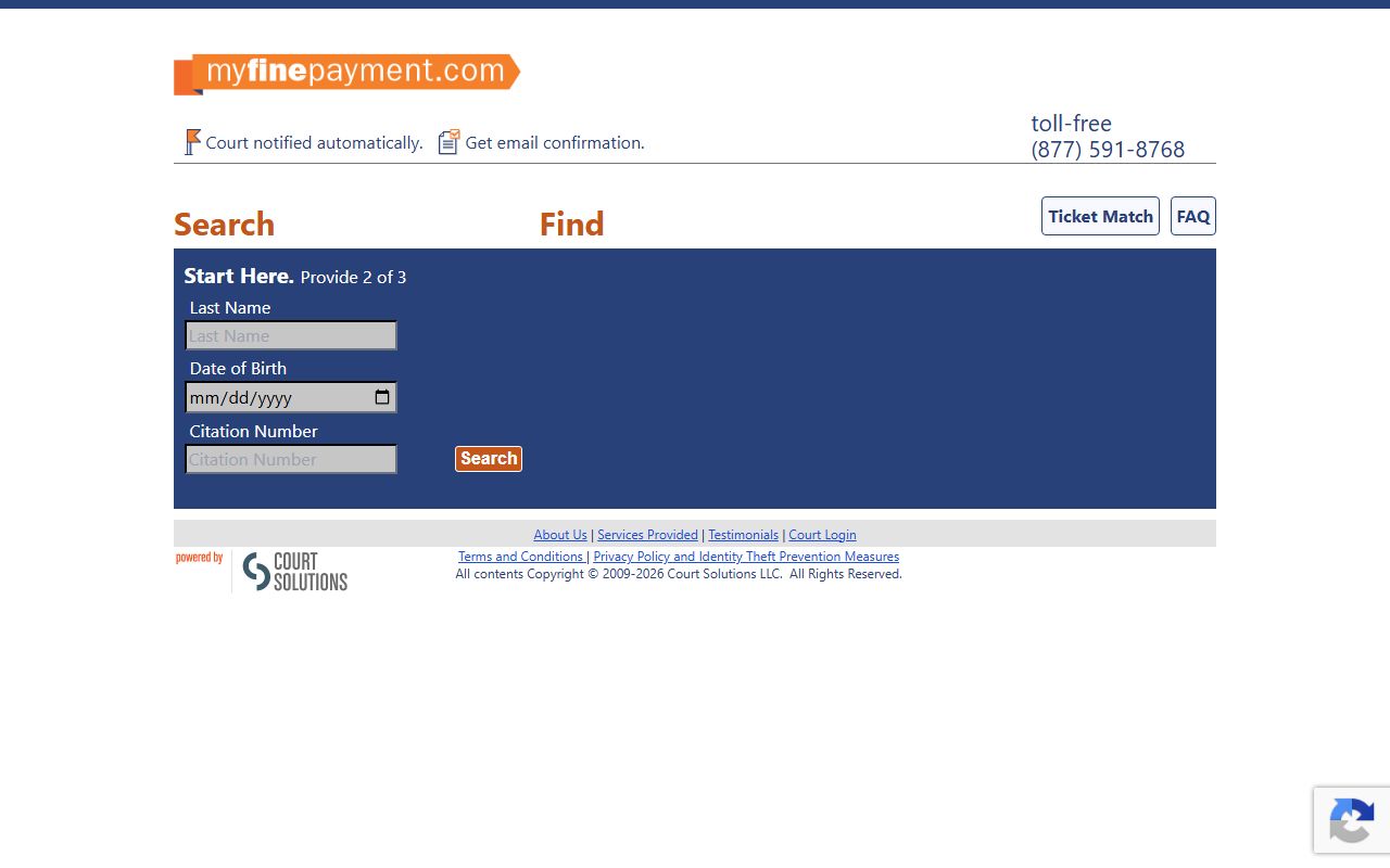 Copiah County traffic citation lookup and payment on the MyFinePayment portal
